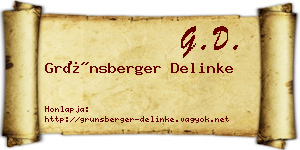 Grünsberger Delinke névjegykártya